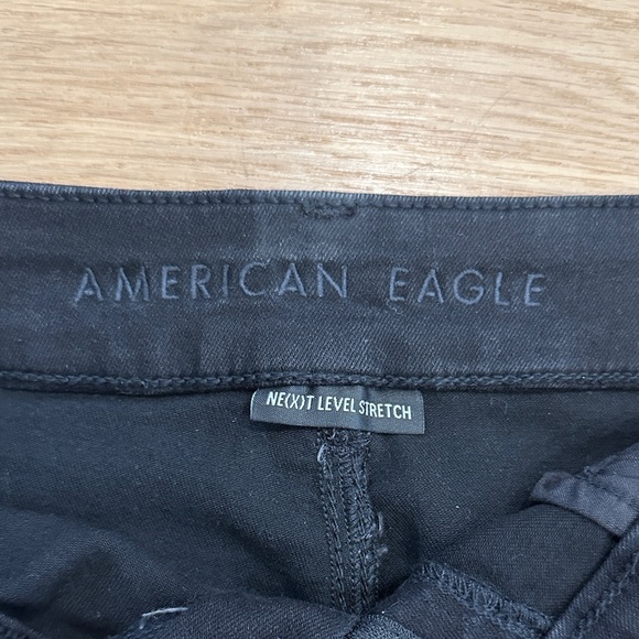 American Eagle Outfitters Black Distressed Mini Skirt CURVY Hi-Rise - Picture 2 of 7